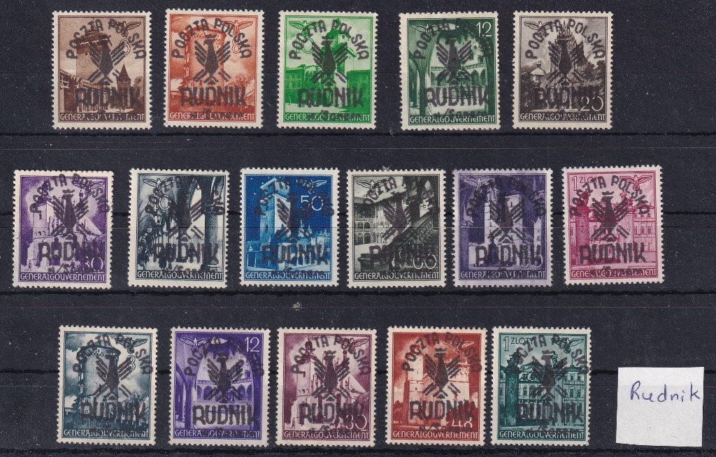 B171A) Polen lokaal WO2 Rudnik 16x gev kwaliteit zie scan, Postzegels en Munten, Verzenden, Buitenland
