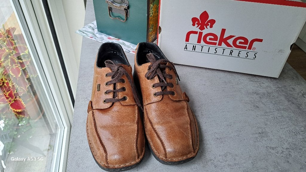 Leren heren schoenen M45, Bruin, Ophalen of Verzenden, Zo goed als nieuw, Rieker