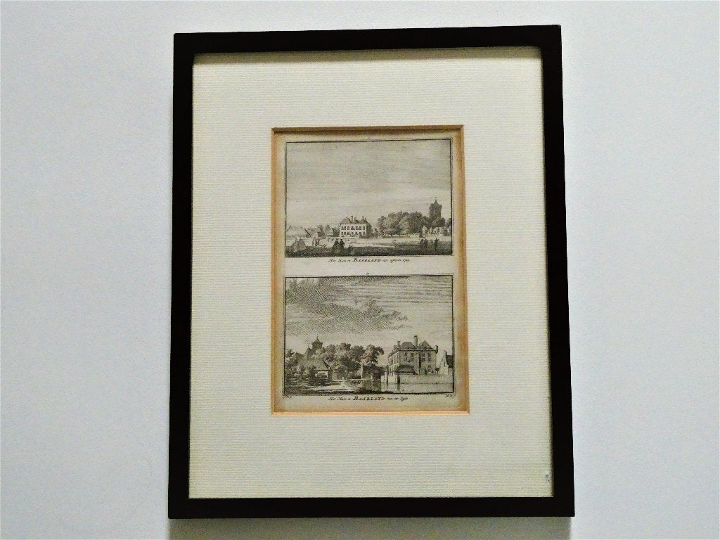 Gravure Baarland Zeeland Het Huis te Baarland Zuid Beveland, 28 cm, Ingelijst, Ets, 22 cm