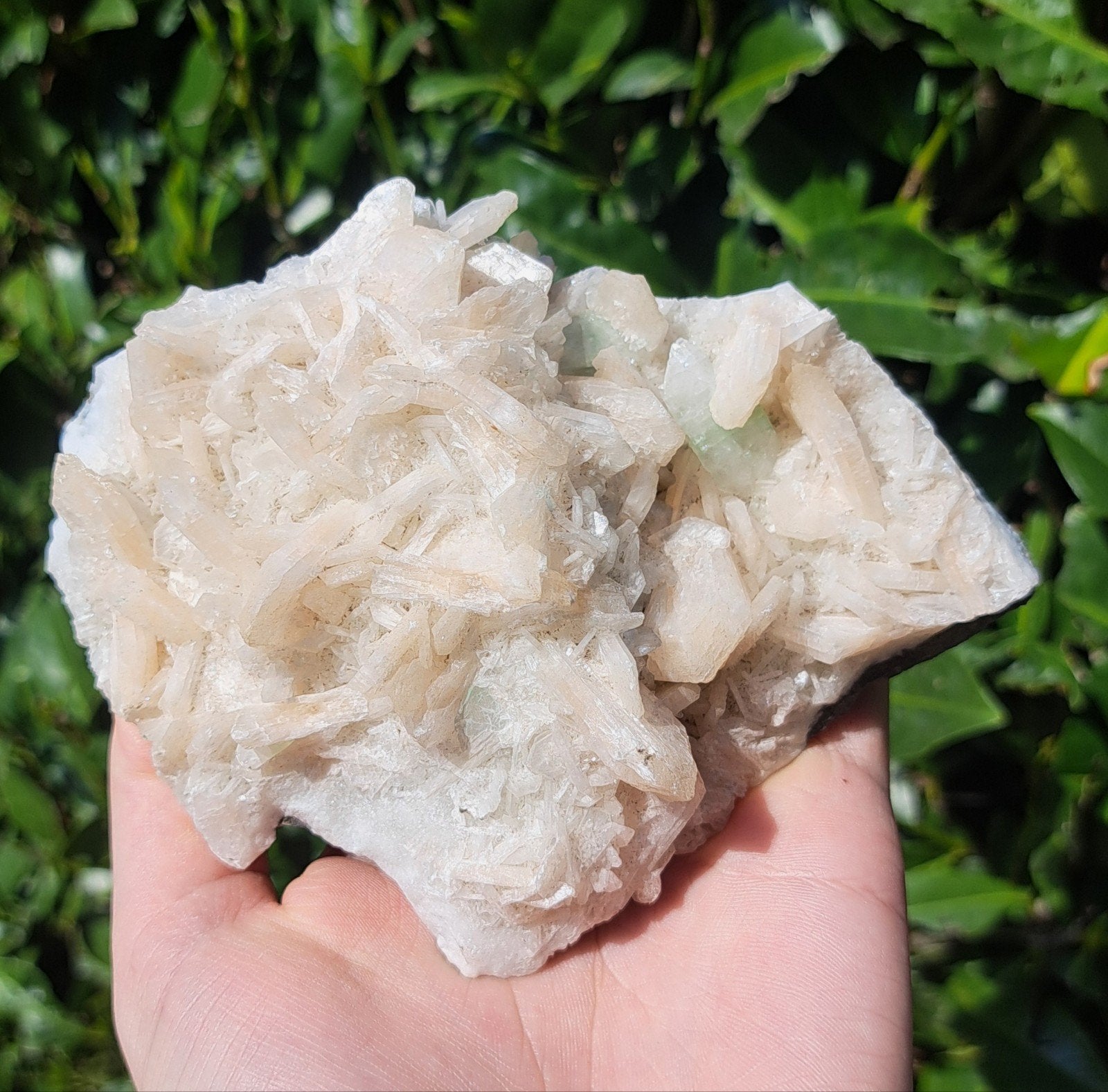 Grote Stilbiet met Apofyliet kristal edelstenen natuursteen, Ophalen of Verzenden