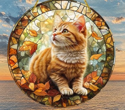 Katten Wand en raam decoratie - Glas-in-lood Stijl 20cm, Kinderen en Baby's, Kinderkamer | Inrichting en Decoratie, Overige merken
