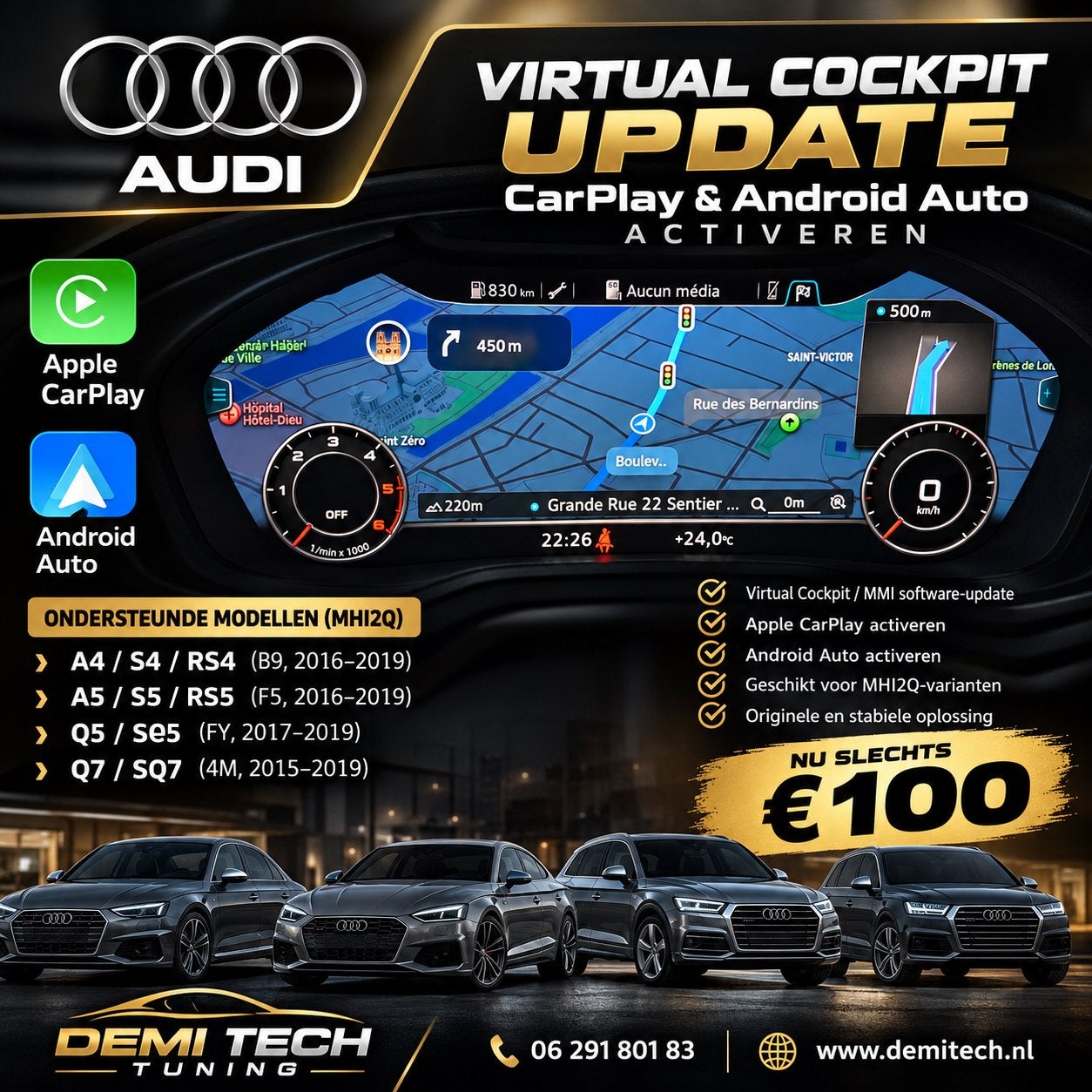 Audi Virtual Cockpit Update – CarPlay & Android Auto, Ophalen