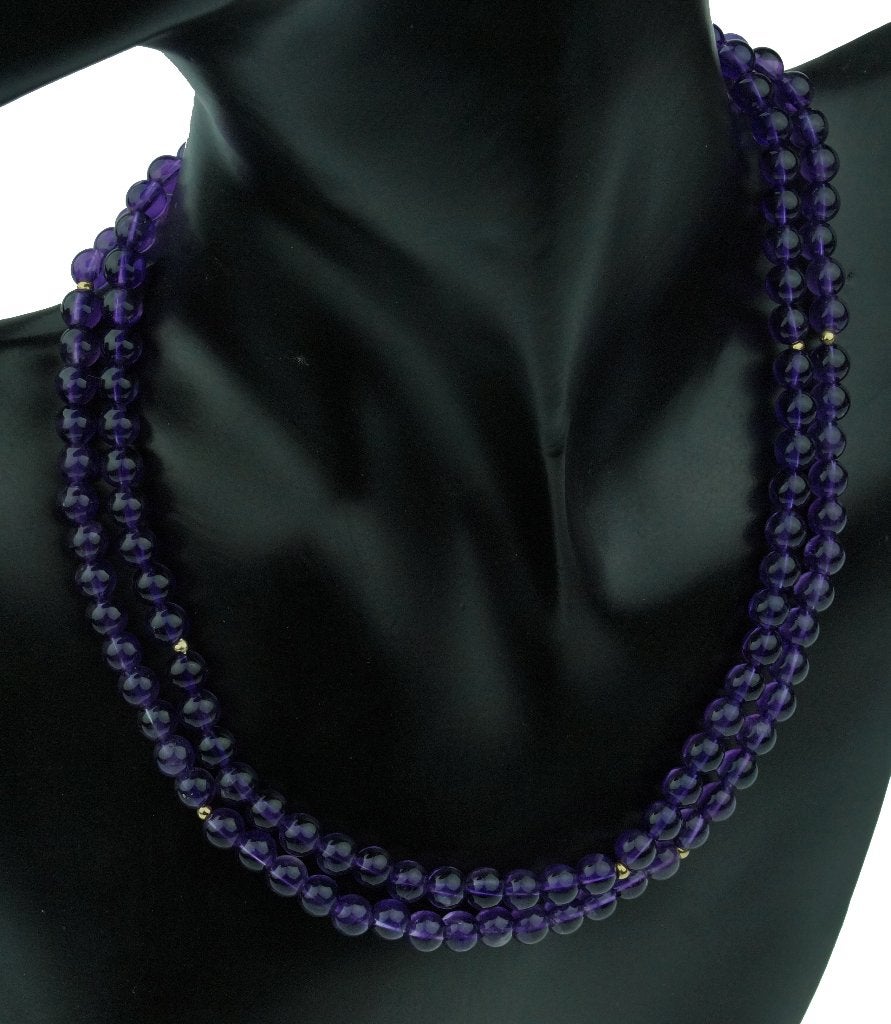 Amethist ketting edelsteen fraai slot 14k goud dames vintage, Voordeelsieraden, Ophalen of Verzenden, Zo goed als nieuw, Met edelsteen