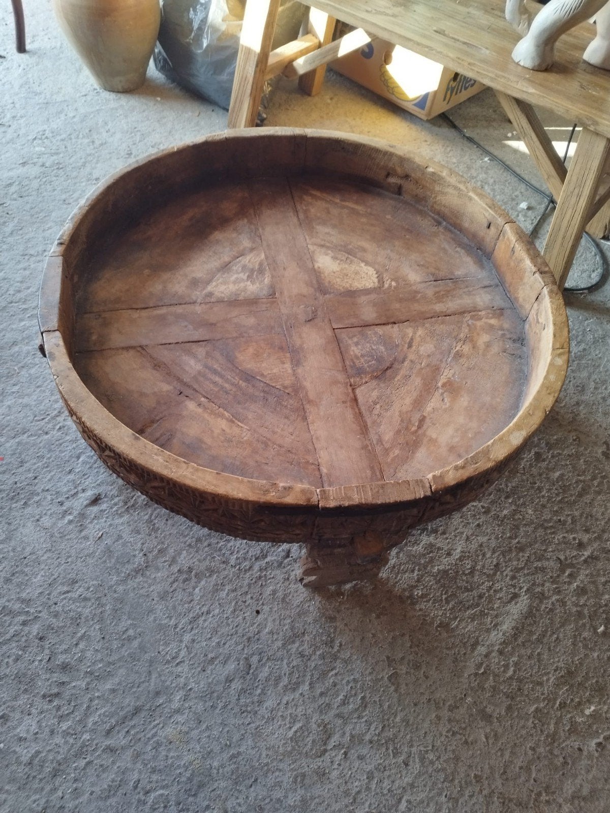 Antieke Indiase traditionele chakki- tafel, Ophalen of Verzenden