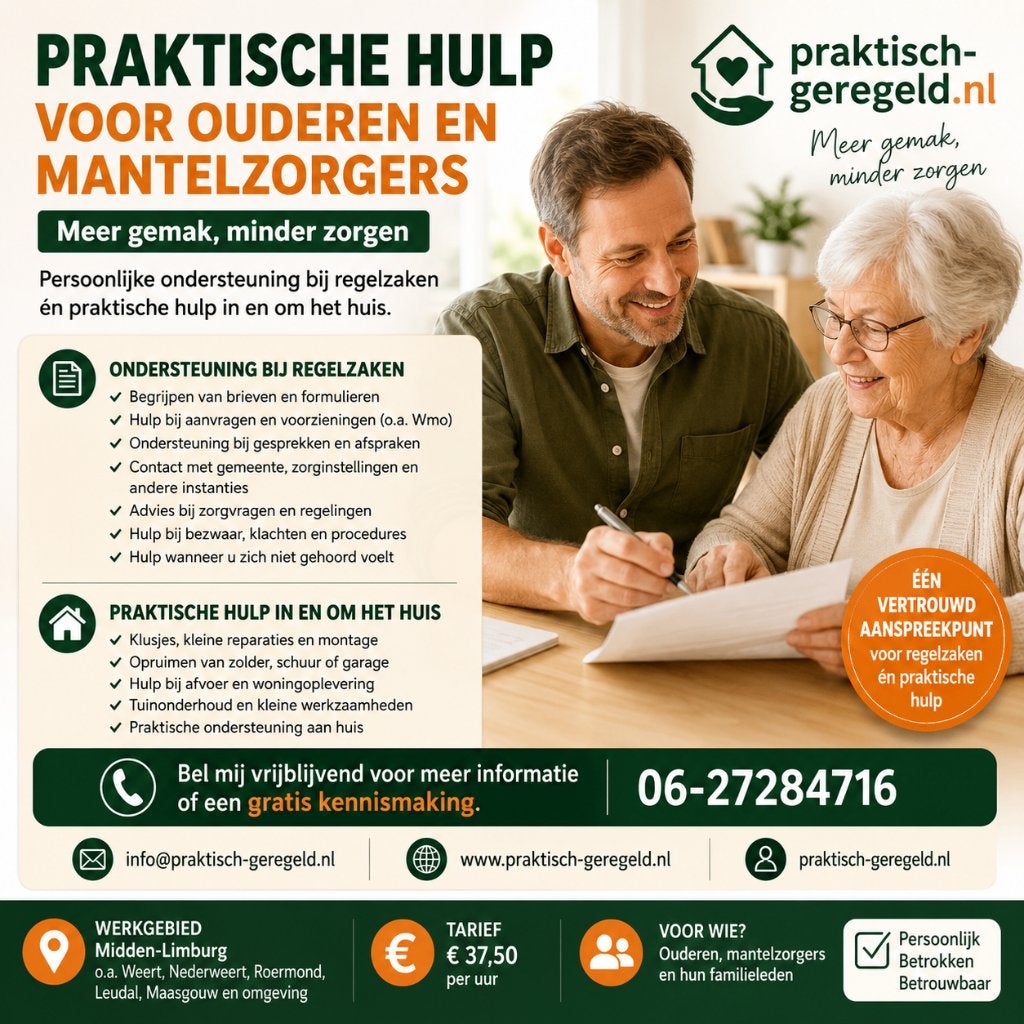 Praktische hulp voor ouderen bij regelzaken en klusjes, Komt aan huis