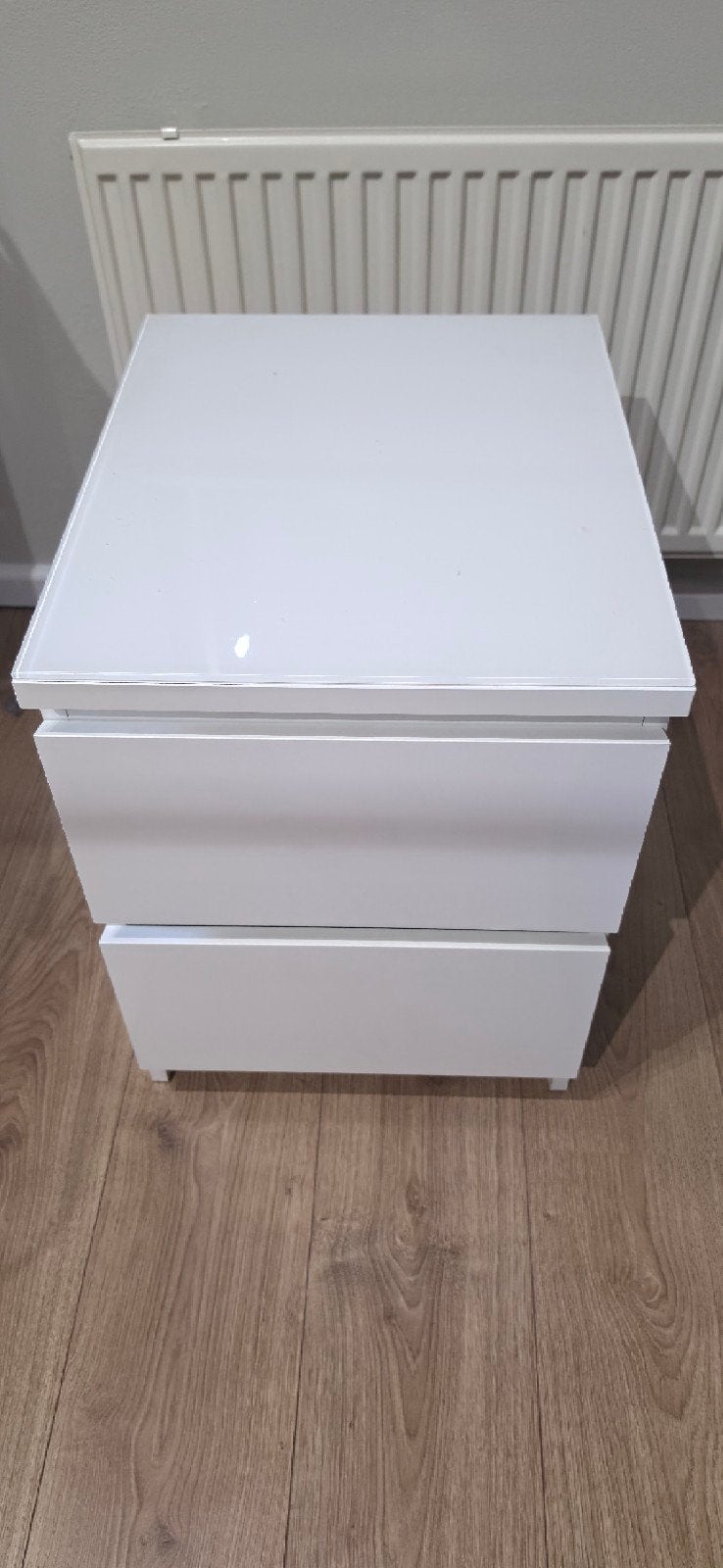 IKEA MALM Kastje Wit met Glasplaat - 48x40,5x55cm, Ophalen, Gebruikt, 55 tot 70 cm, 45 tot 65 cm