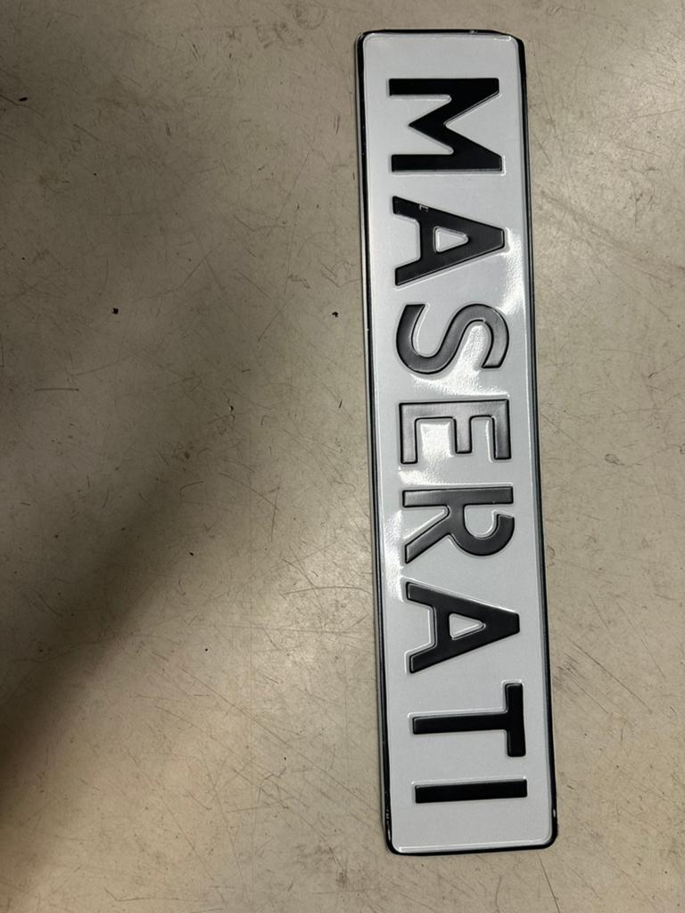 Maserati Show Kentekenplaat - Wit en Zwart, Ophalen of Verzenden, Gebruikt