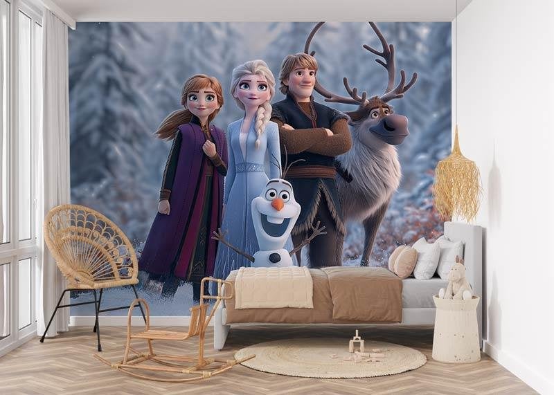 Fotobehang / Behang - Disney - Frozen Magie van de Winter, Fotobehangkoning.nl, Overige patronen, Meerkleurig, Hoogeveen