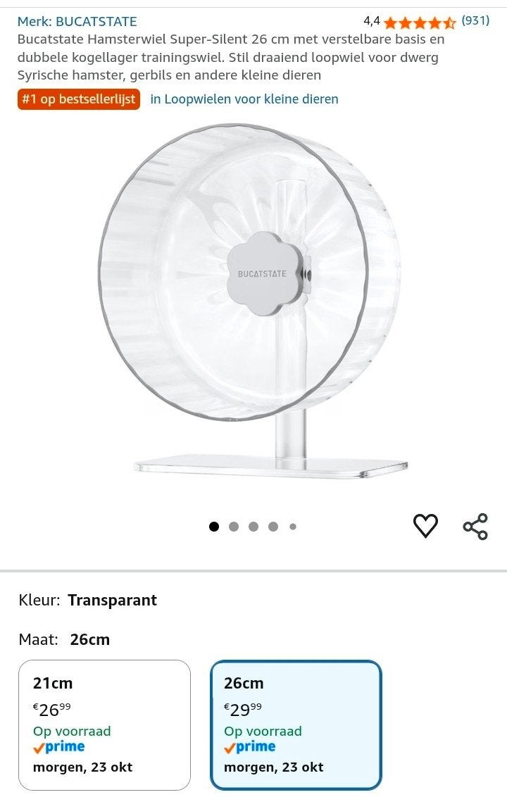knaagdieren loopwiel 26 cm, Ophalen, Nieuw, Loopwiel of Rad