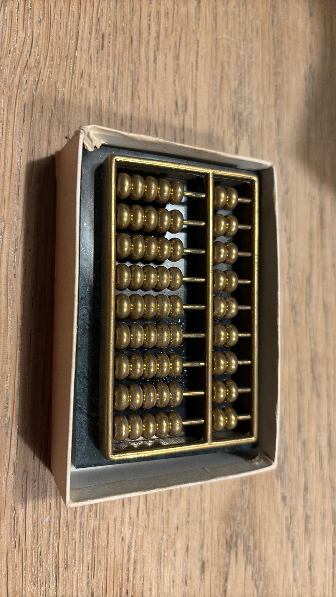 Vintage messing telraam / Abacus –originele doos & Guide Boo, Verzamelen, Spaarpotten, Ophalen of Verzenden, Zo goed als nieuw