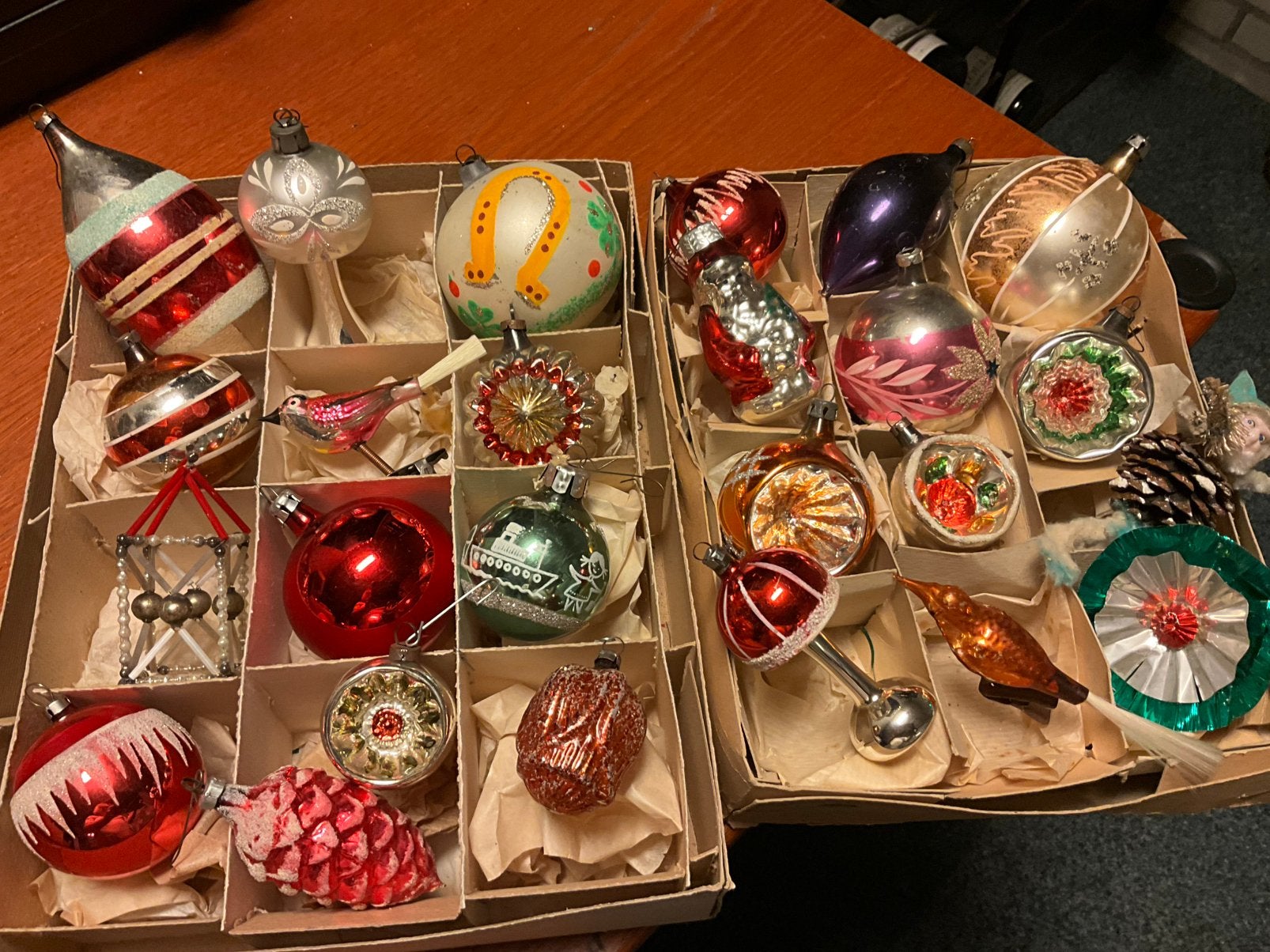 ANTIEKE KERSTBALLEN vogels,lampje,gablonzer enz., Diversen, Kerst, Ophalen of Verzenden, Gebruikt