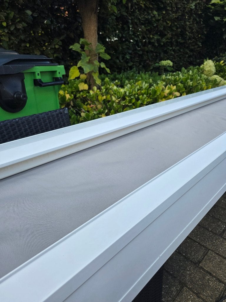 6 meter elektrische zonnescherm lichtgrijs zonneschermdoek, Tuin en Terras, Ophalen, 450 cm of meer, Elektrisch, Zo goed als nieuw