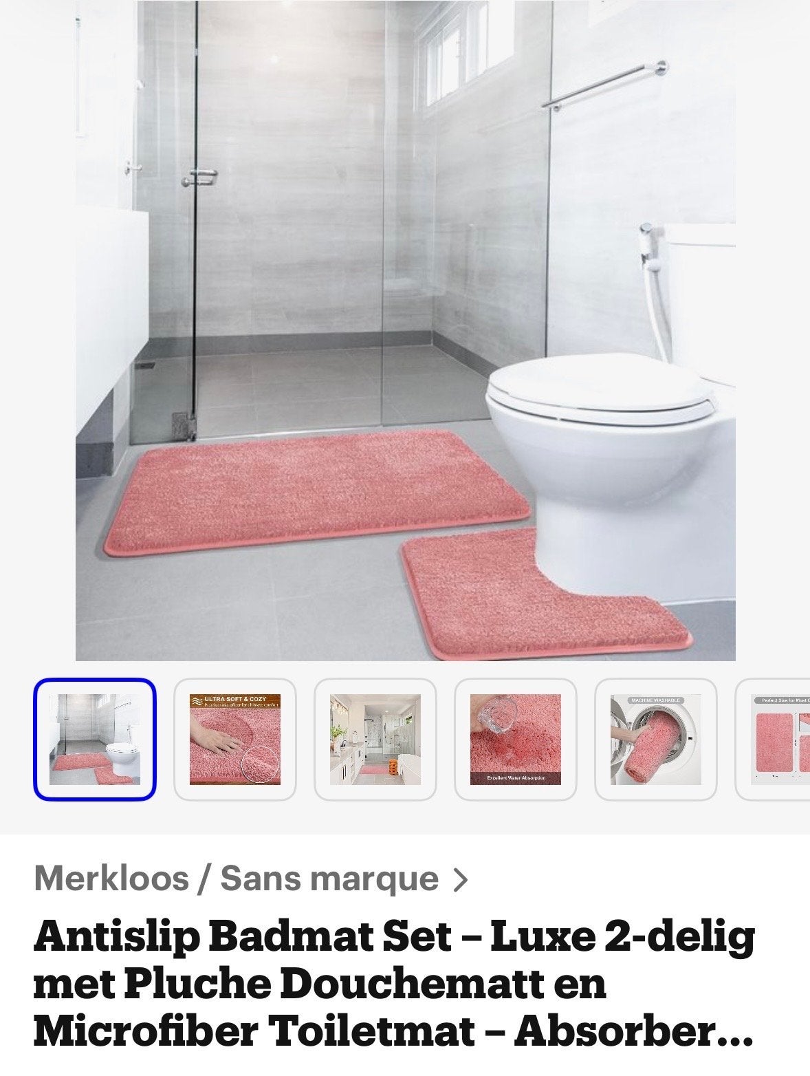 Gloednieuw Antislip Badmat Set - Luxe 2-delig Roze, Ophalen, Nieuw, Roze, Badmat