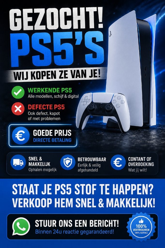 Gezocht: Werkende & Defecte PS5's | Direct Betaald!, Spelcomputers en Games, Spelcomputers | Sony PlayStation 5, Ophalen of Verzenden