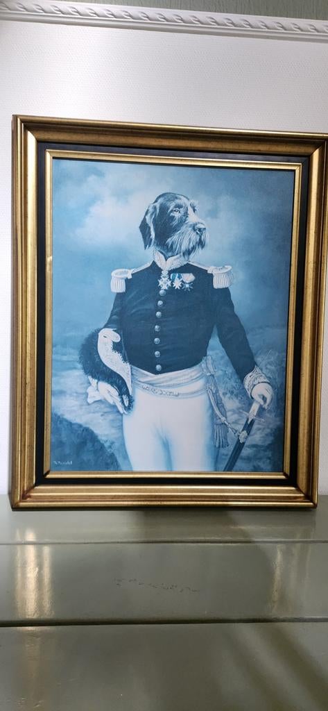 Schilderij: Hond in Kostuum - Uniek Portret, Ophalen