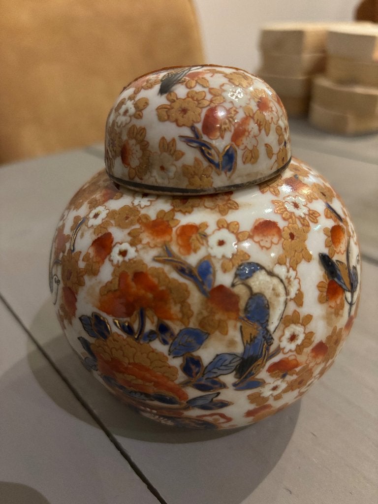 Vintage porseleinen gemberpot met deksel - Imari stijl, Antiek en Kunst, Ophalen of Verzenden