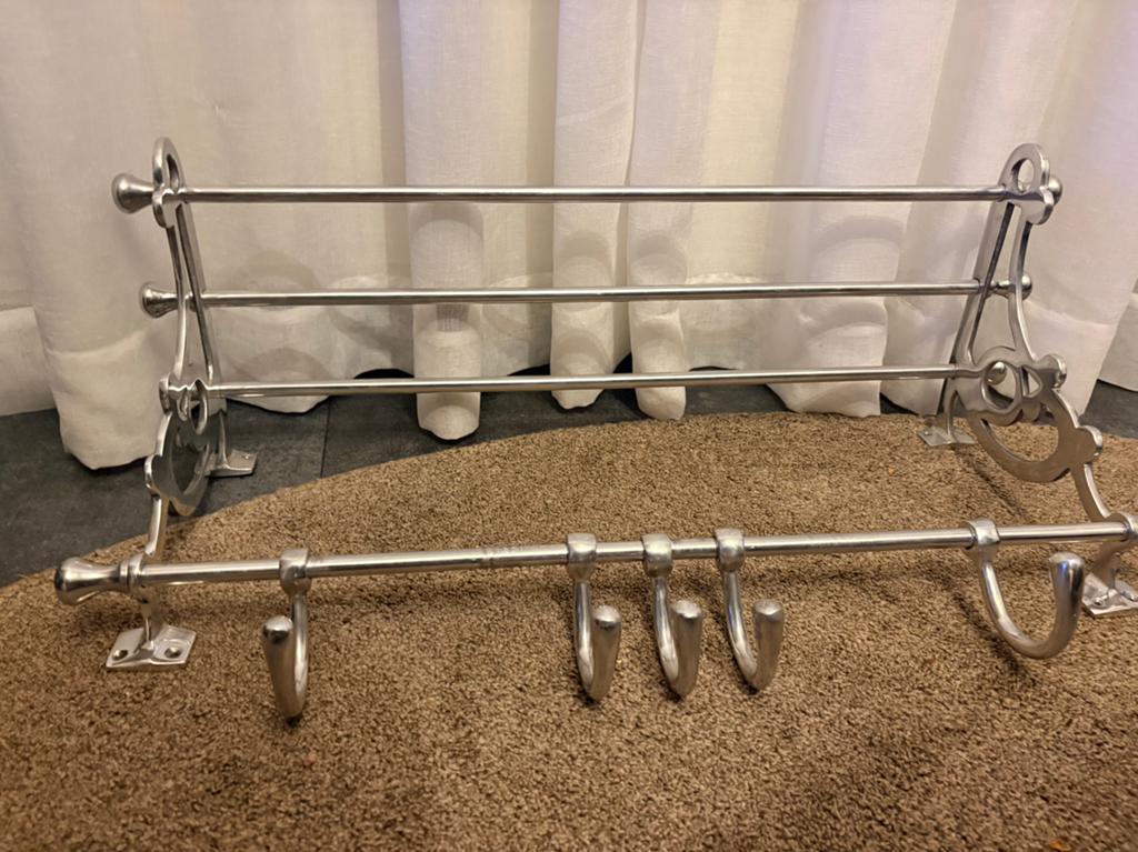 Art Deco kapstok van aluminium met hoedenplank, Huis en Inrichting, Woonaccessoires | Kapstokken, Wandkapstok, Ophalen of Verzenden