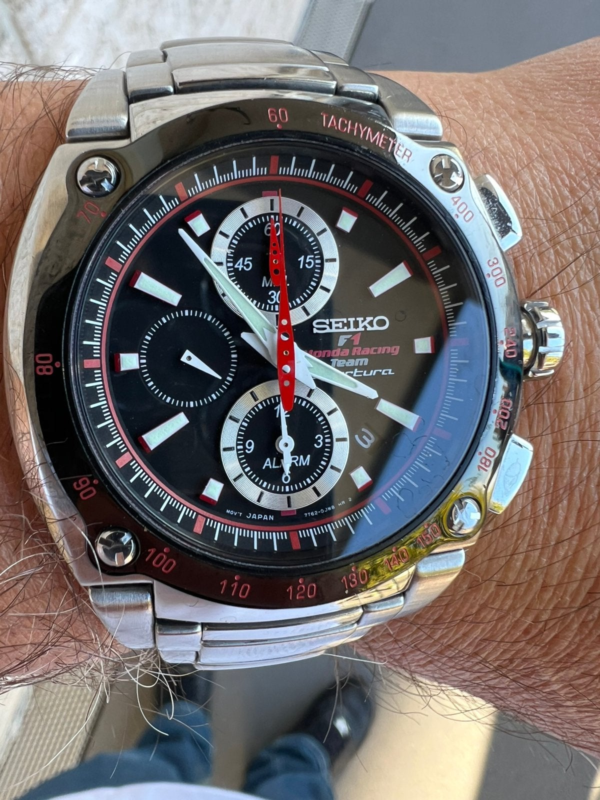 Als nieuw!! SEİKO SPORTURA F1 HONDA Model: SNA749P2, Staal, Polshorloge, Ophalen of Verzenden, Zo goed als nieuw