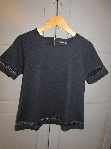 G245 La Ligna mt L top donkerblauw jersey, Maat 42/44 (L), Zo goed als nieuw, Korte mouw, La Ligna