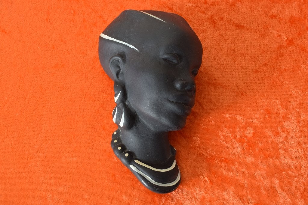 Retro vintage wandhoofdje - Afrikaans meisje / vrouw, Ophalen of Verzenden