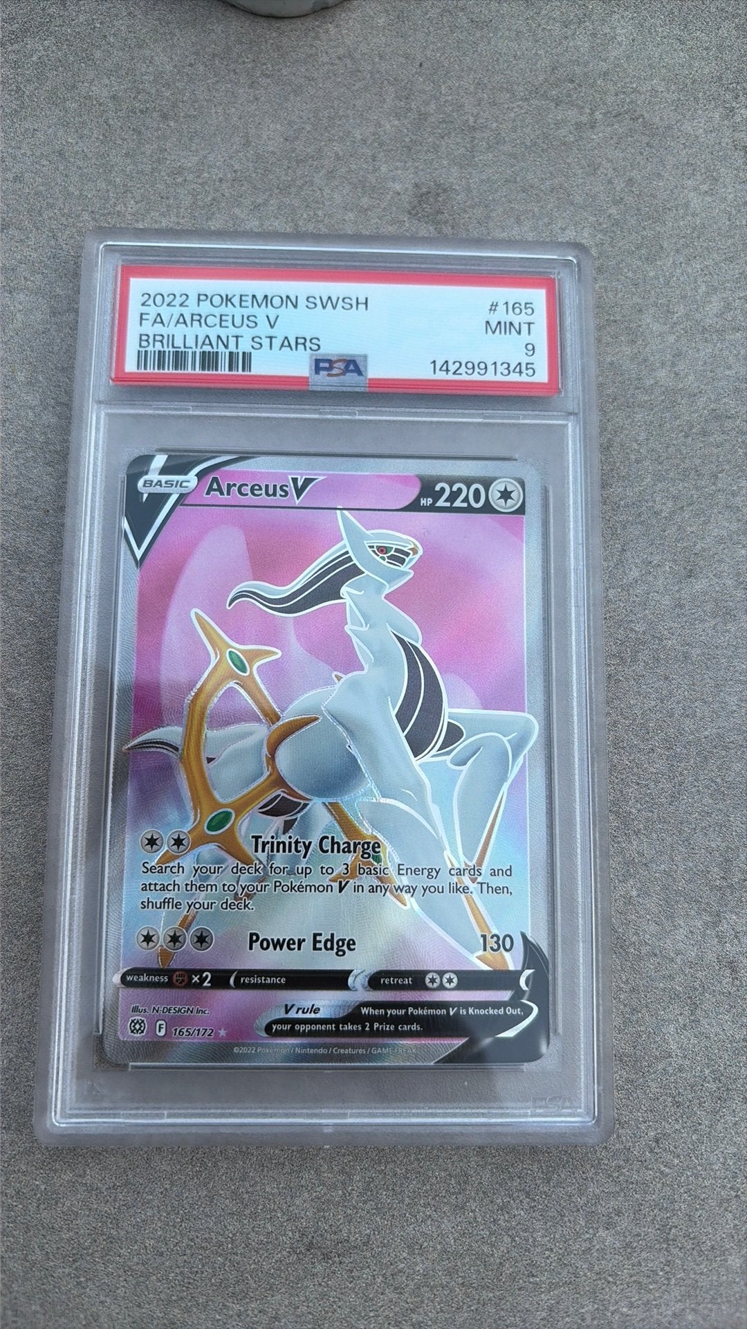 Arceus V #165 PSA 9, Ophalen of Verzenden, Zo goed als nieuw, Meerdere kaarten