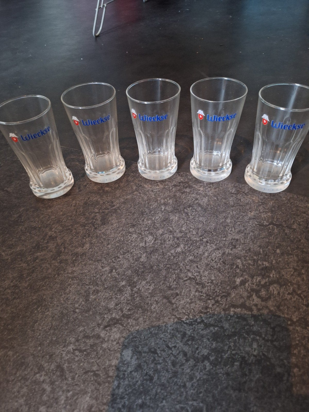 5 Wieckse Witte bierglazen, Glas of Glazen, Overige merken, Ophalen of Verzenden, Modern