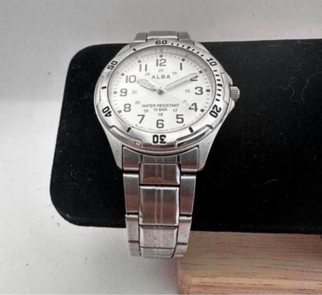 Vintage SEIKO Alba V501-0FG0 analoog Quartz mens watch 10bar, P, Staal, P, Ophalen of Verzenden