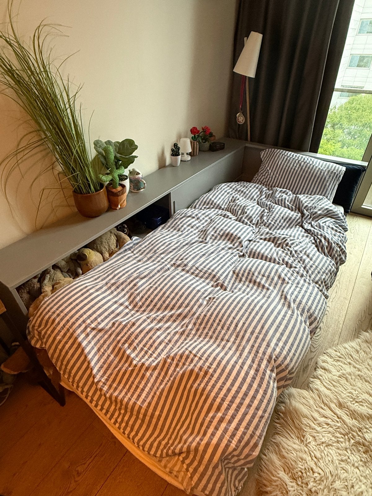 Woood Hoekbed Grijs - Eenpersoonsbed met Opbergruimte, Huis en Inrichting, Slaapkamer | Bedden, 90 cm, Eenpersoons, Ophalen of Verzenden