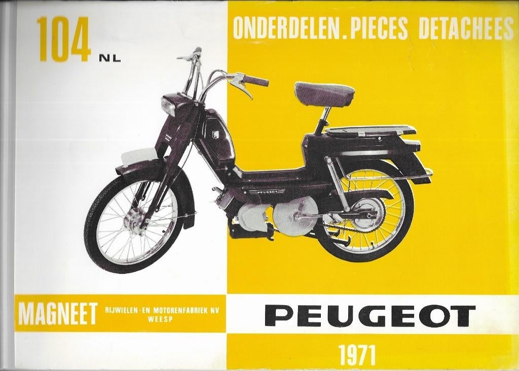 Peugeot 104 NL model onderdelenlijst (7391z) bromfiets, Fietsen en Brommers, Handleidingen en Instructieboekjes, Zo goed als nieuw