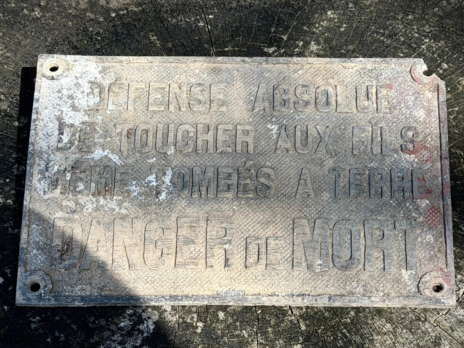 Vintage frans hoogspanning bordje geen emaille reclamebord, Ophalen, Gebruikt, Overige typen