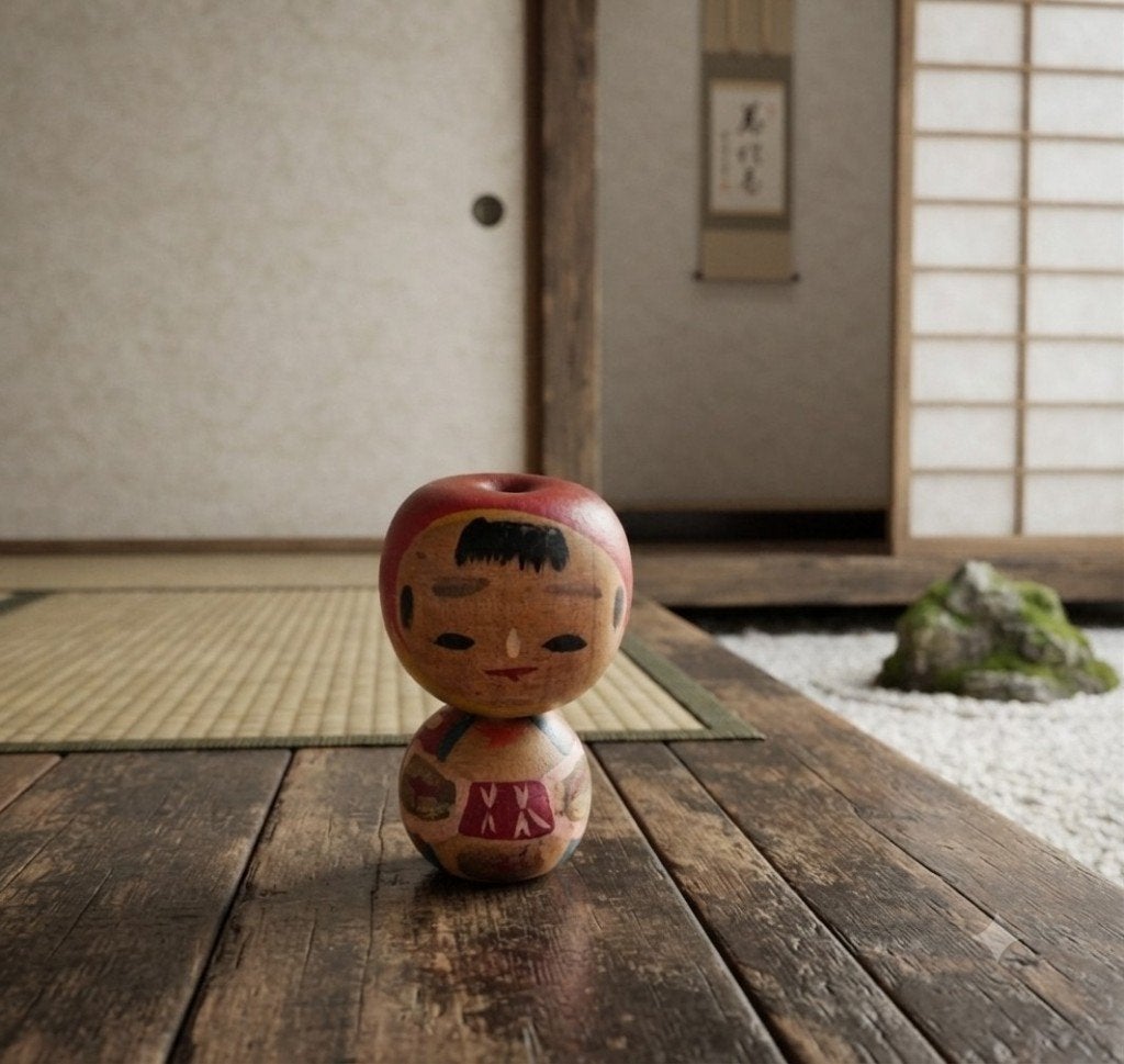 Leuk appeltje kokeshi, Hout, Verzenden, 4 cm, Japan