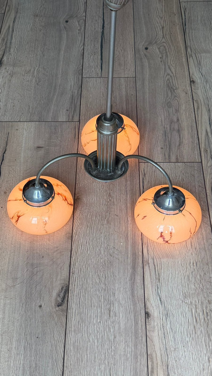 Vintage art deco kroonluchter pendellamp hanglamp ‘30, Ophalen, Gebruikt, Art deco, E27 (groot)