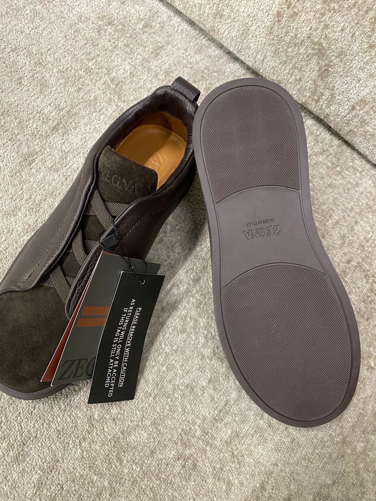 Zegna sneakers van leer en suède, bruin, maat 42, Kleding | Heren, Schoenen, Overige kleuren, Nieuw, Ophalen of Verzenden, Sneakers of Gympen