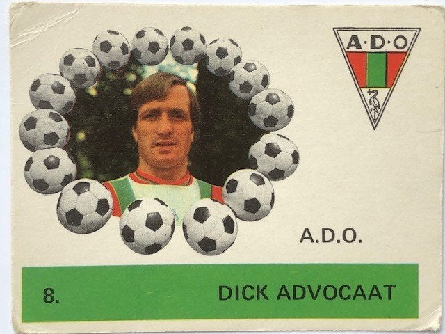 Voetbalplaatjes ADO Monty Gum album 1971 Dick Advocaat, Ophalen of Verzenden, Zo goed als nieuw, Overige binnenlandse clubs, Spelerskaart