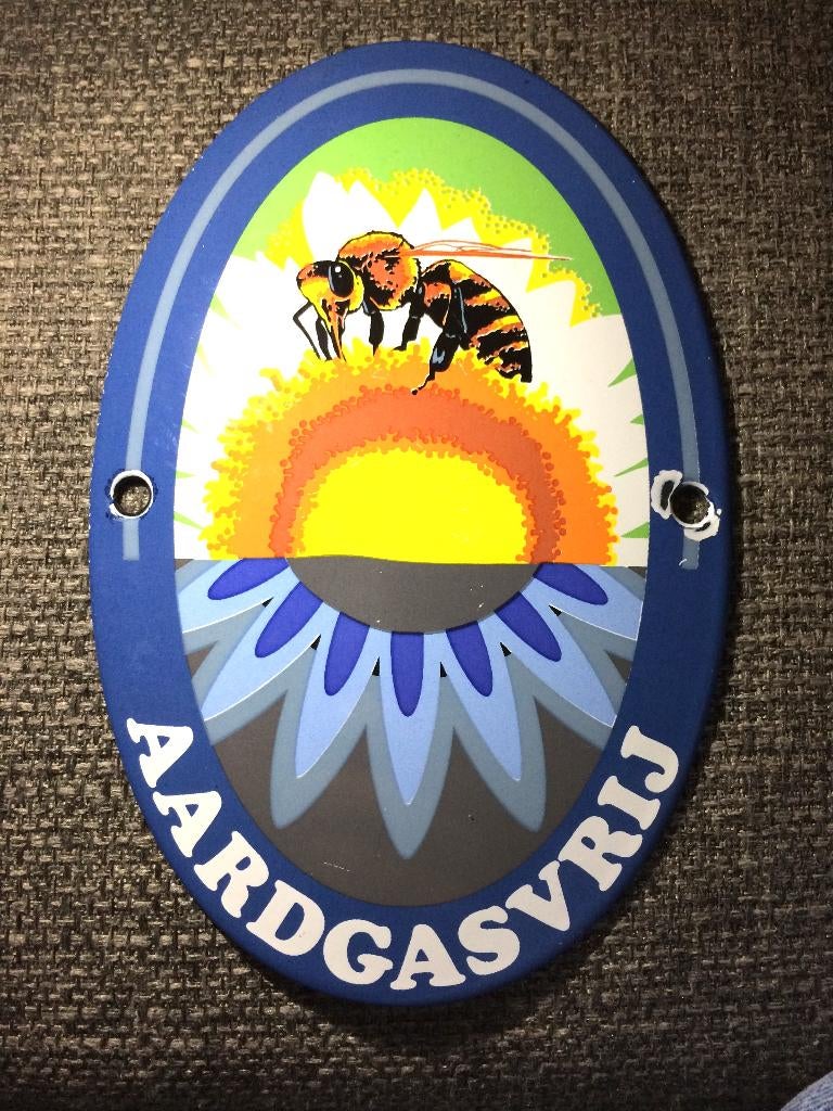 Klimaatbordje / Klimaat emaille plaque | Aardgasvrij (15x10), Ophalen of Verzenden, Zo goed als nieuw, Reclamebord