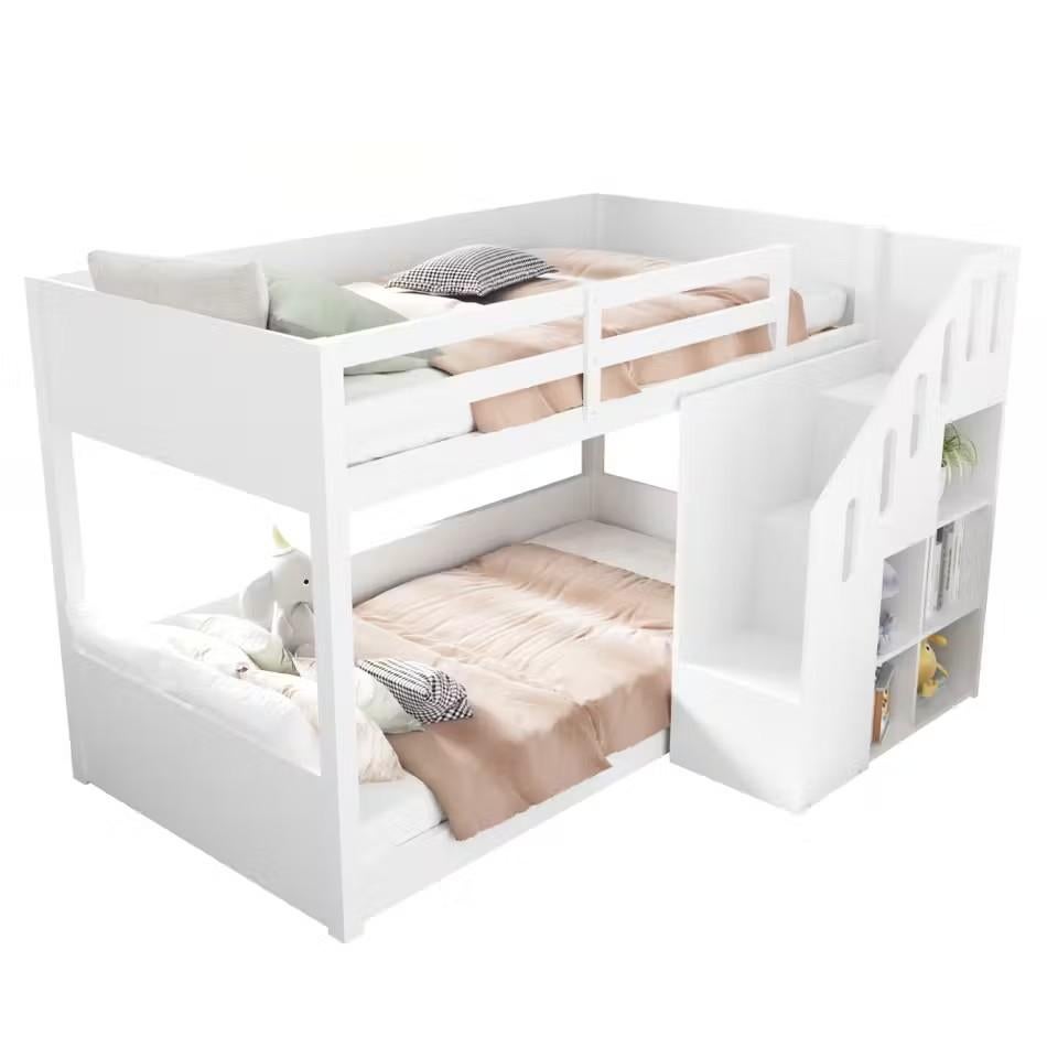 NIEUW wit grenenhouten stapelbed met opbergtrap, Huis en Inrichting, Slaapkamer | Stapelbedden en Hoogslapers, Ophalen, 90 cm