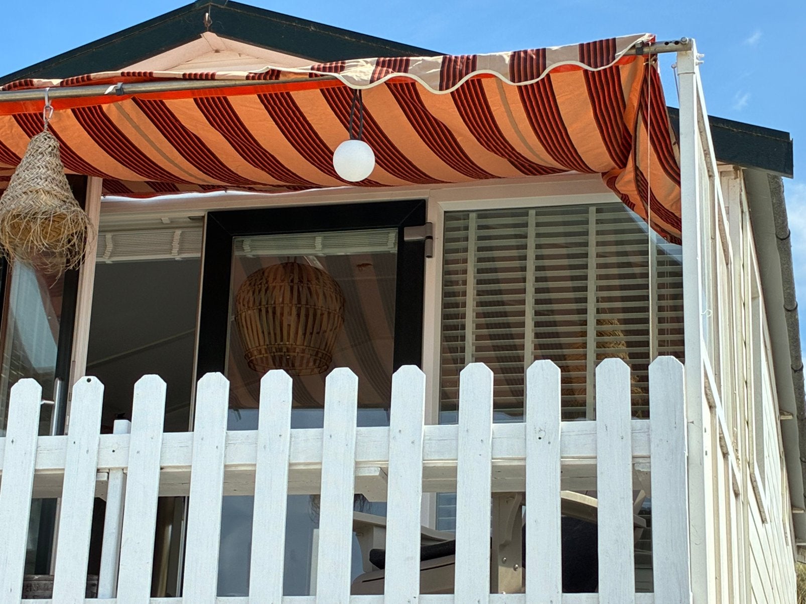 Retro zonneluifel voor woning, tuinhuis of strandhuis, Tuin en Terras, Gebruikt, Overige typen, Ophalen of Verzenden, 150 tot 300 cm