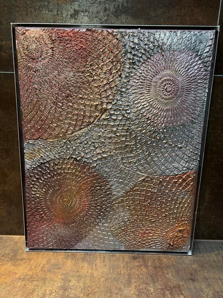 3d Wandkunst’relief03 - Textuur Abstract met metalen lijst, Ophalen of Verzenden