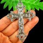 74x53x3mm Carved Tibetan Silver Cross kettinghanger, Overige materialen, Nieuw, Ophalen of Verzenden, Kruis of Symbool