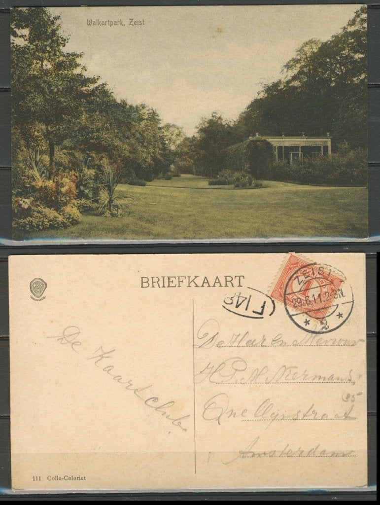 Zeist 29 juni 1929 Walkertpark Ansichtkaart 1065 jdu, Verzamelen, Ansichtkaarten | Nederland, Ophalen of Verzenden, 1920 tot 1940