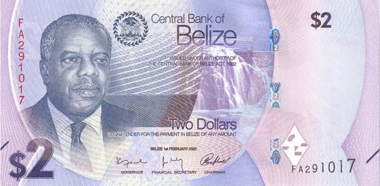 Belize bankbiljet 2 Dollars Philip Goldson 2025, Pick W.73, Postzegels en Munten, Bankbiljetten | Amerika, Ophalen of Verzenden