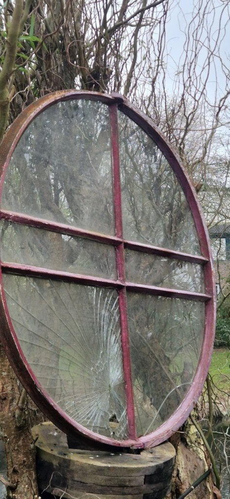 Prachtig gietijzeren stalraam(diameter 1 meter ) brocante, Ophalen, Gebruikt