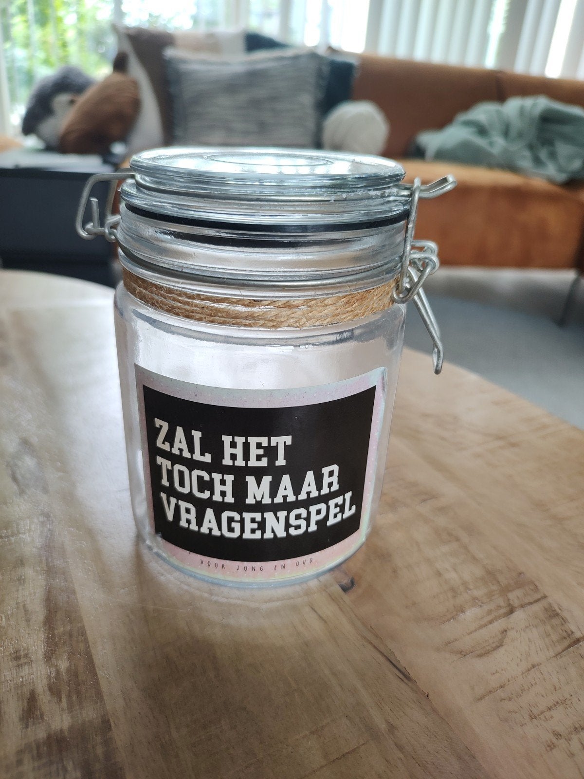 Weckpot met de tekst: zal het toch maar vragenspel, Ophalen of Verzenden, Gebruikt