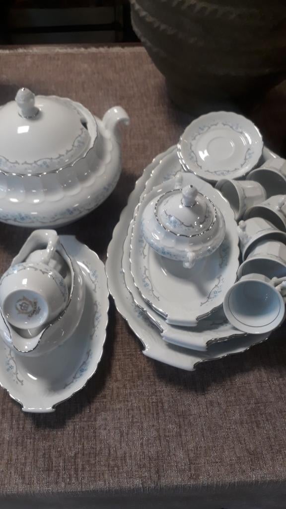 Servies wit met blauw gebloemd, Ophalen of Verzenden