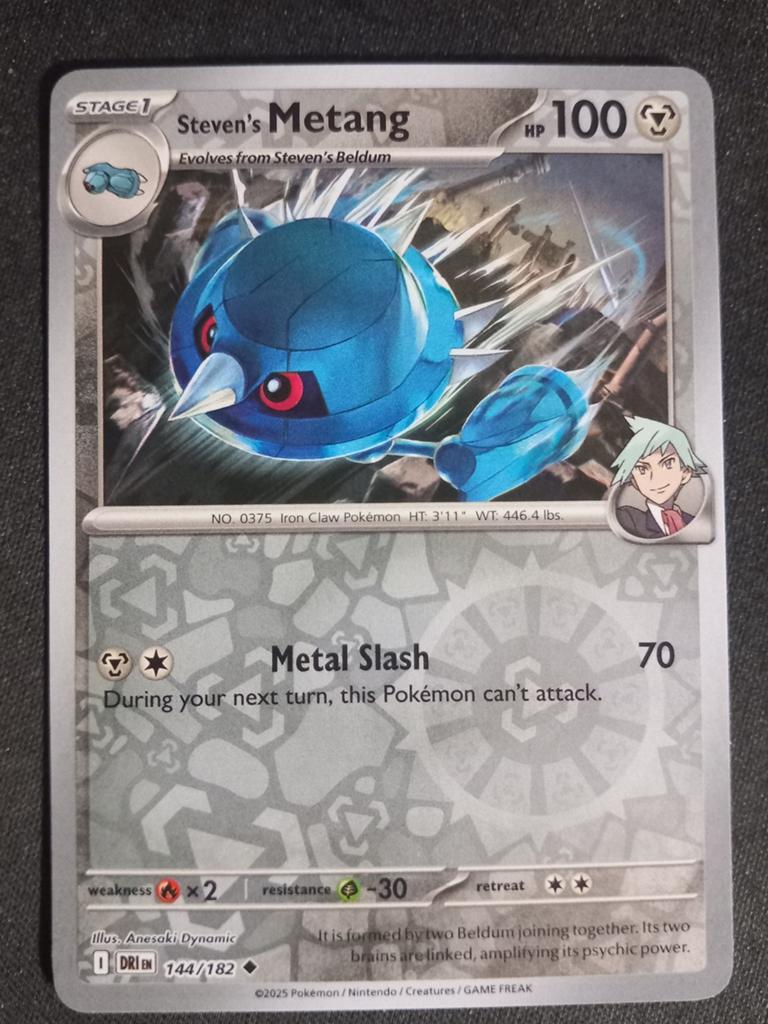 Pokemon Steven's Metang 144/182 Destined Rivals Reverse NM, Verzenden, Zo goed als nieuw, Losse kaart, Foil
