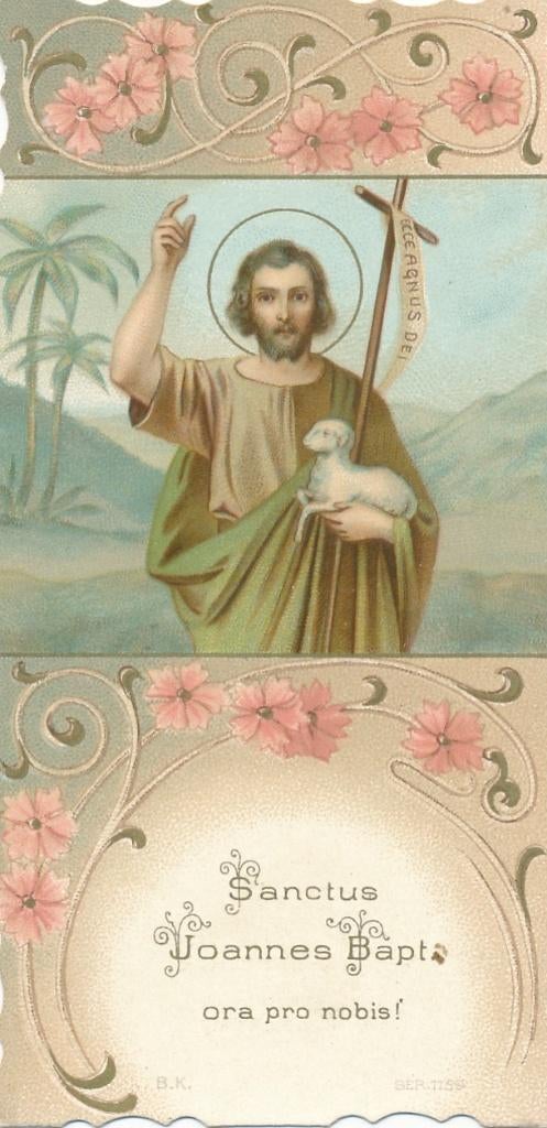 Oud devotieprentje van de H. Joannes de Doper met gebed, Verzenden, Zo goed als nieuw, Kaart of Prent, Christendom | Katholiek