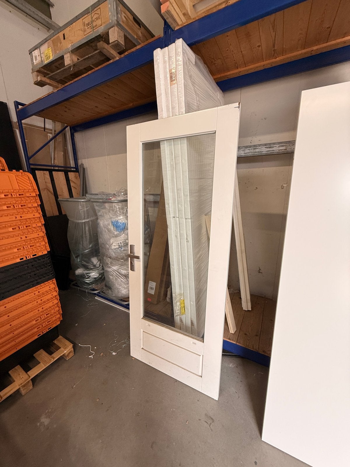 Oude showdeur met glas, 88x211,5 cm, Ophalen, Gebruikt, 80 tot 100 cm, Buitendeur