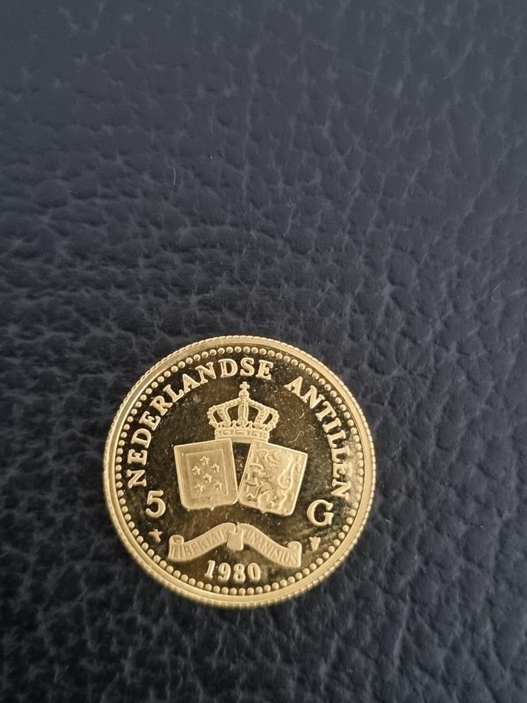 GERESERVEERD 5 Gulden Nederlandse Antillen 1980 Beatrix, Losse munt, 5 gulden, Koningin Beatrix, Goud