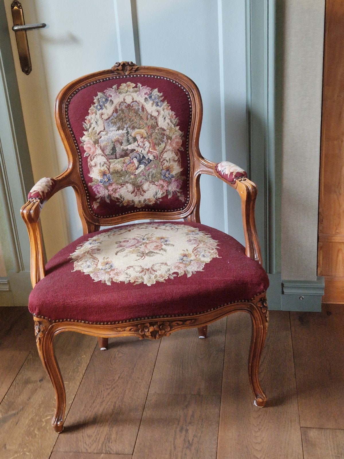 Mooie brocante Queen Ann stoel / fauteuil, Ophalen