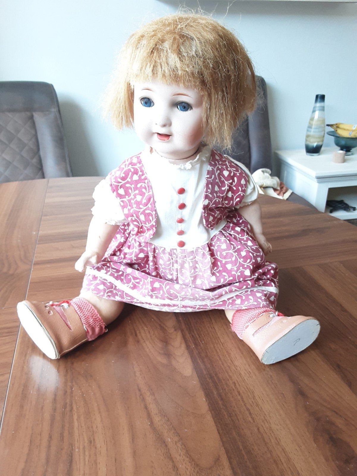 Antieke Duitse pop jaren '30, 50 cm hoog, Verzamelen, Poppen, Ophalen of Verzenden, Gebruikt